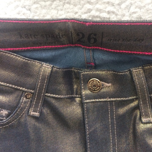 Kate Spade Broome Street Gold Metallic Denim Jeans - Picture 6 of 11